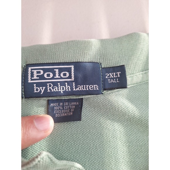 Polo Ralph Lauren Mens 2XLT Tall Sage Green Pique Cotton Short Sleeve Golf Polo - Picture 3 of 7